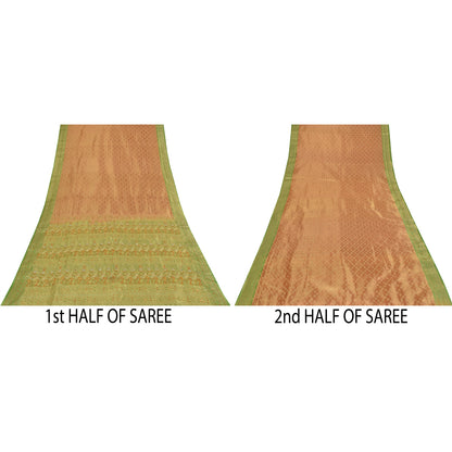 Sanskriti Vintage Sarees Art Silk Hand Beaded Woven Premium Sari Craft Fabric