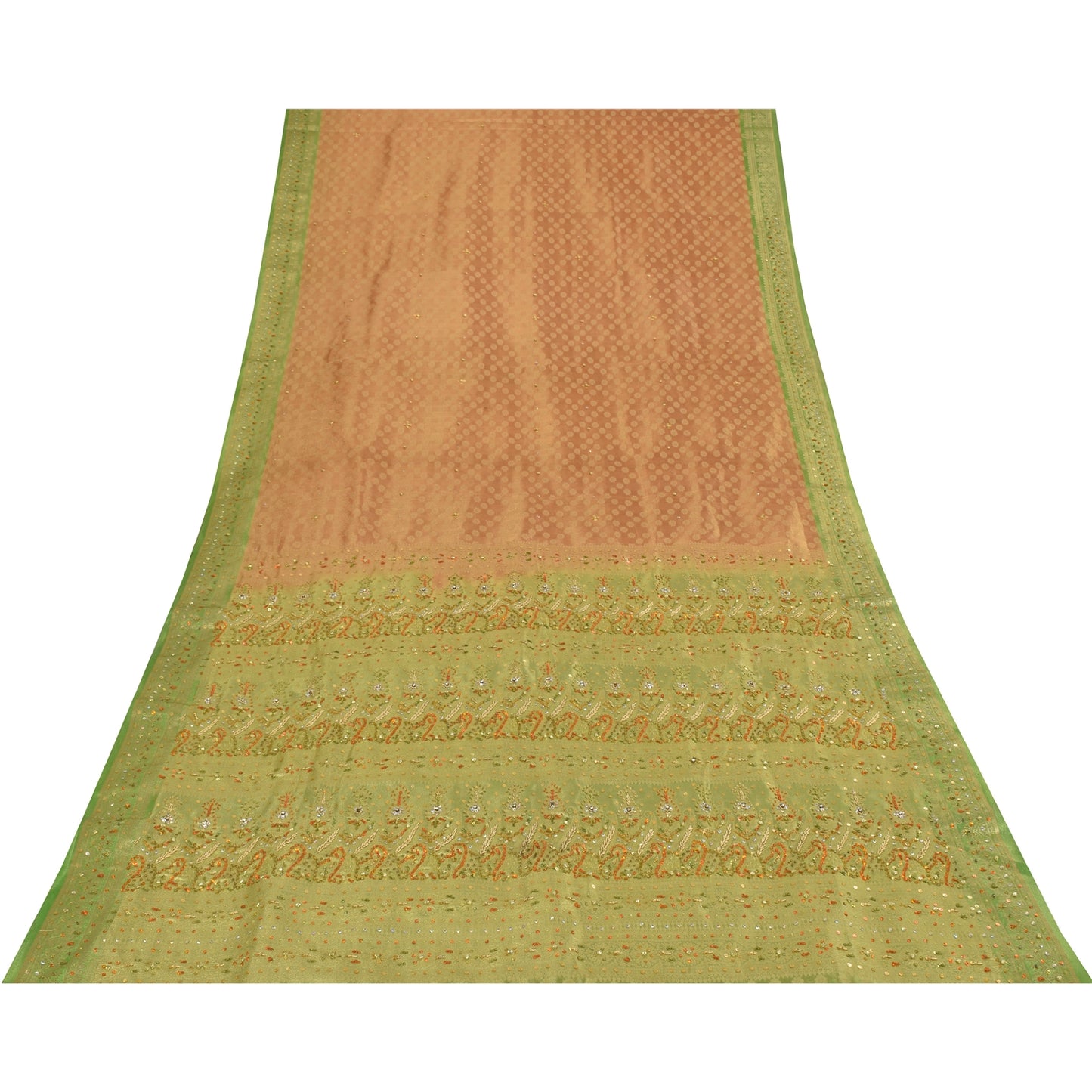 Sanskriti Vintage Sarees Art Silk Hand Beaded Woven Premium Sari Craft Fabric