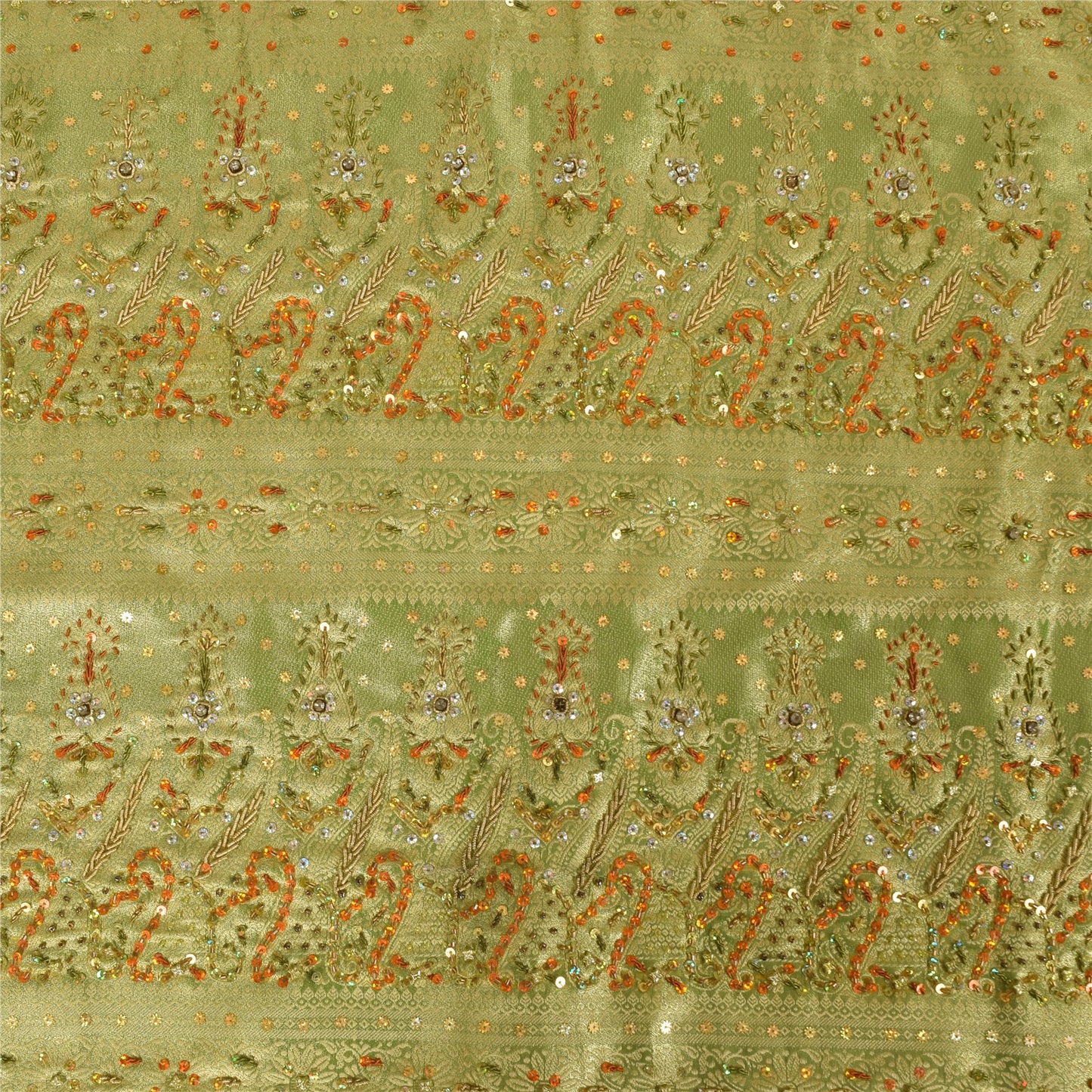 Sanskriti Vintage Sarees Art Silk Hand Beaded Woven Premium Sari Craft Fabric