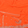 Sanskriti Vintage Orange Sarees Georgette Hand Beaded Premium Sari Craft Fabric