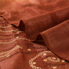 Sanskriti Vintage Brown Sarees Pure Silk Hand Beaded Mirror Sari Craft Fabric
