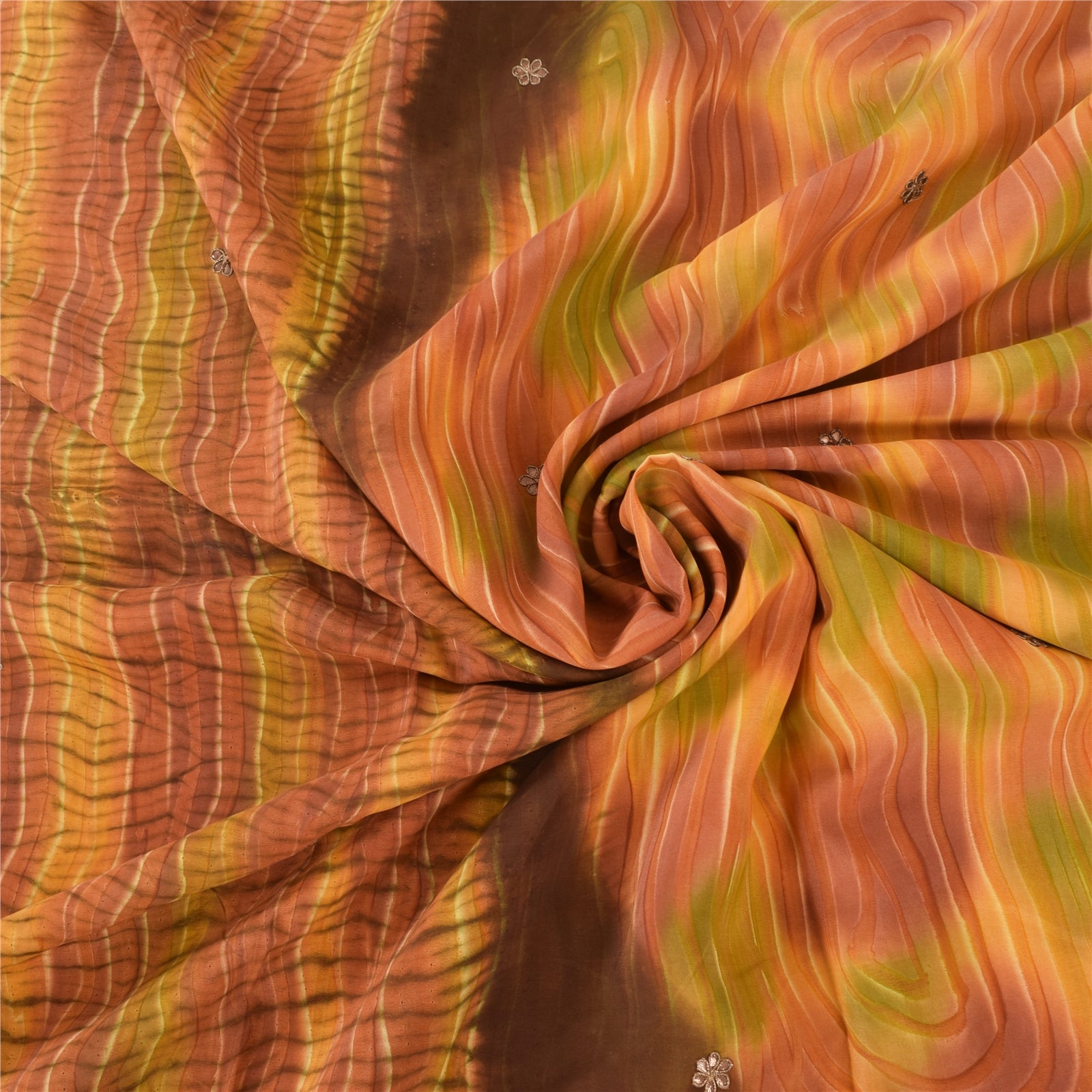 Sanskriti Vintage Saree Pure Crepe Silk Hand Beaded Premium Leheria Sari Fabric