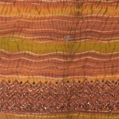 Sanskriti Vintage Saree Pure Crepe Silk Hand Beaded Premium Leheria Sari Fabric