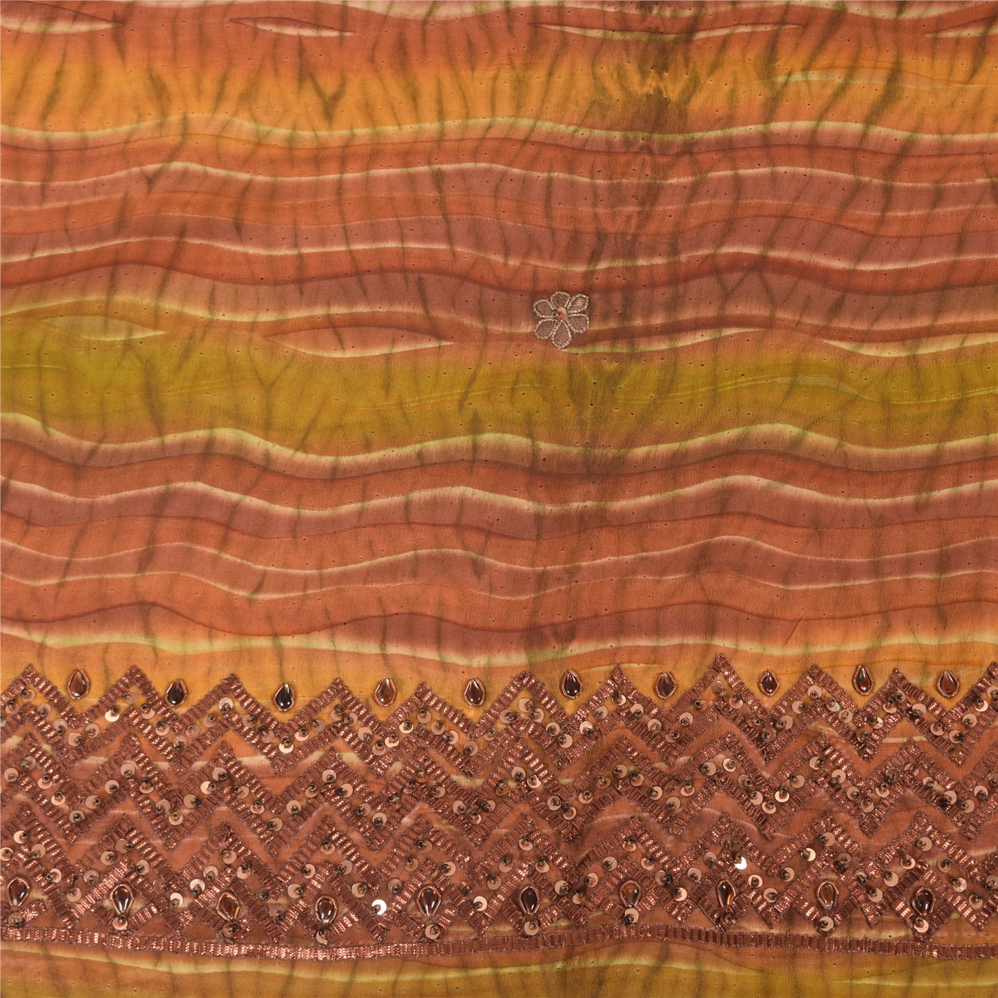 Sanskriti Vintage Saree Pure Crepe Silk Hand Beaded Premium Leheria Sari Fabric