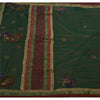 Sanskriti Vintage Green Sarees Hand Beaded Georgette Craft Fabric Premium Sari