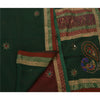 Sanskriti Vintage Green Sarees Hand Beaded Georgette Craft Fabric Premium Sari