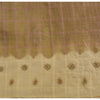 Sanskriti Vintage Brown/Cream Sarees Pure Silk Hand Beaded Sari 5yd Craft Fabric