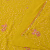 Sanskriti Vintage Yellow Sarees Georgette Hand Beaded Craft Fabric Ethnic Sari