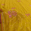 Sanskriti Vintage Yellow Sarees Georgette Hand Beaded Craft Fabric Ethnic Sari