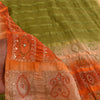 Sanskriti Vintage Green Sarees 100% Pure Silk Hand Embroidered Craft Fabric Sari