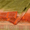 Sanskriti Vintage Green Sarees 100% Pure Silk Hand Embroidered Craft Fabric Sari