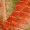 Sanskriti Vintage Green Sarees 100% Pure Silk Hand Embroidered Craft Fabric Sari
