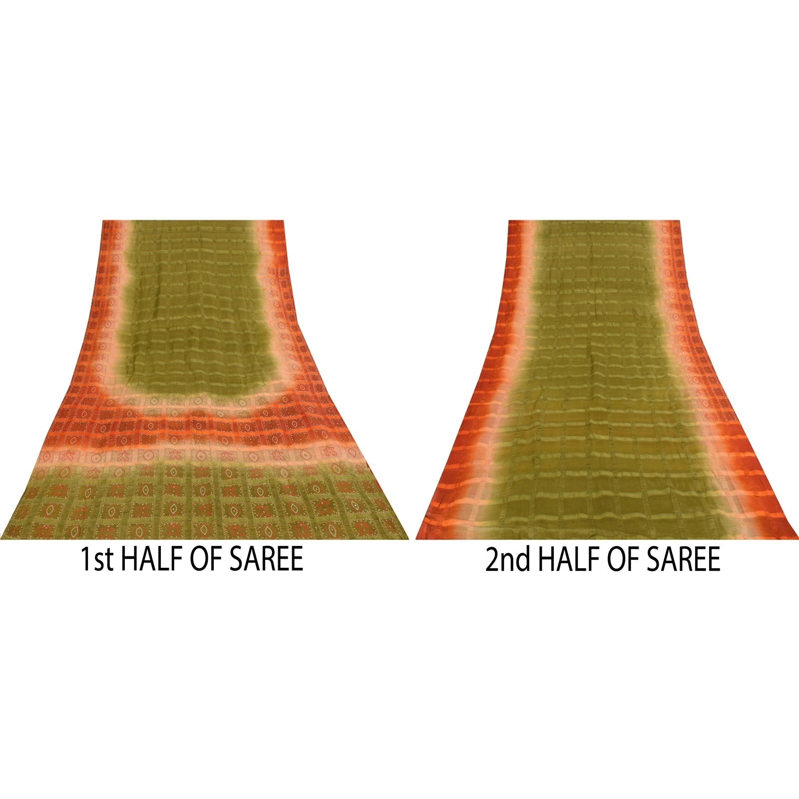 Sanskriti Vintage Green Sarees 100% Pure Silk Hand Embroidered Craft Fabric Sari