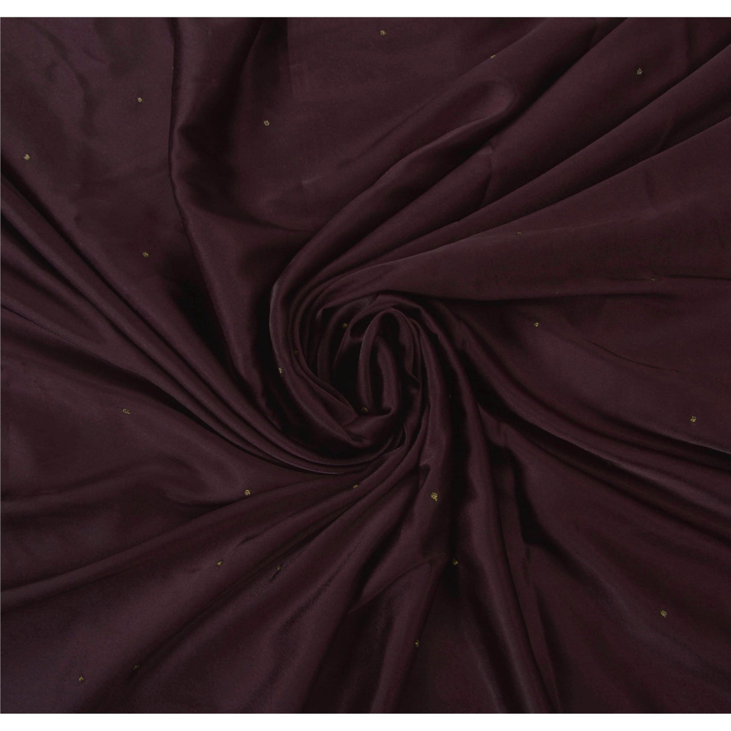 Sanskriti Vintage Indian Sari Purple Satin Hand Beaded Sarees Craft 5 YD Fabric