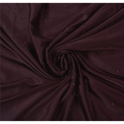 Sanskriti Vintage Indian Sari Purple Satin Hand Beaded Sarees Craft 5 YD Fabric