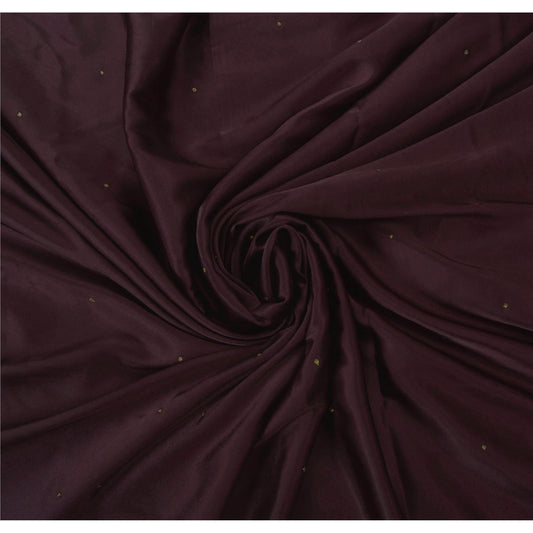 Sanskriti Vintage Indian Sari Purple Satin Hand Beaded Sarees Craft 5 YD Fabric