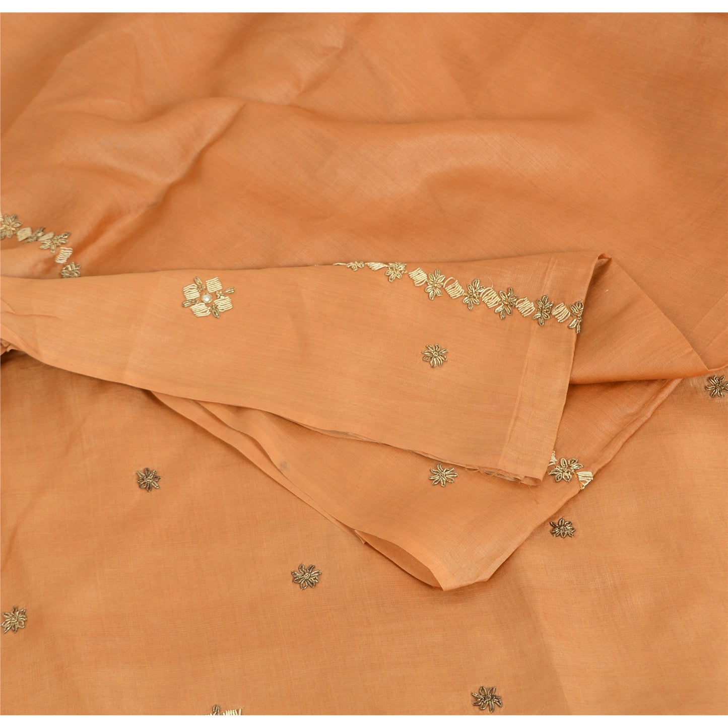 Sanskriti Vintage Indian Orange Sarees Pure Silk Hand Beaded Premium Fabric Sari