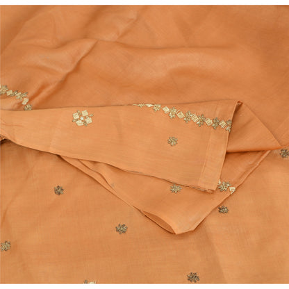 Sanskriti Vintage Indian Orange Sarees Pure Silk Hand Beaded Premium Fabric Sari
