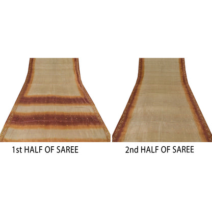 Sanskriti Vintage Indian Sarees Ombre Pure Silk Woven premium Sari Craft Fabric