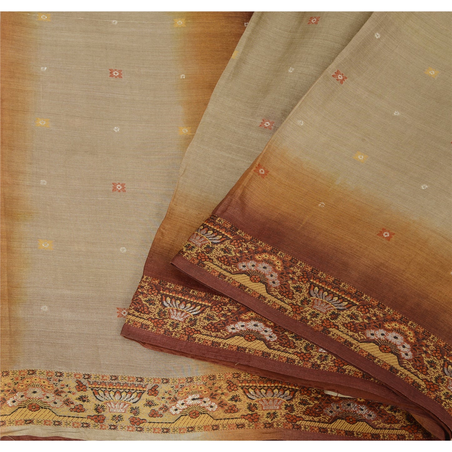 Sanskriti Vintage Indian Sarees Ombre Pure Silk Woven premium Sari Craft Fabric