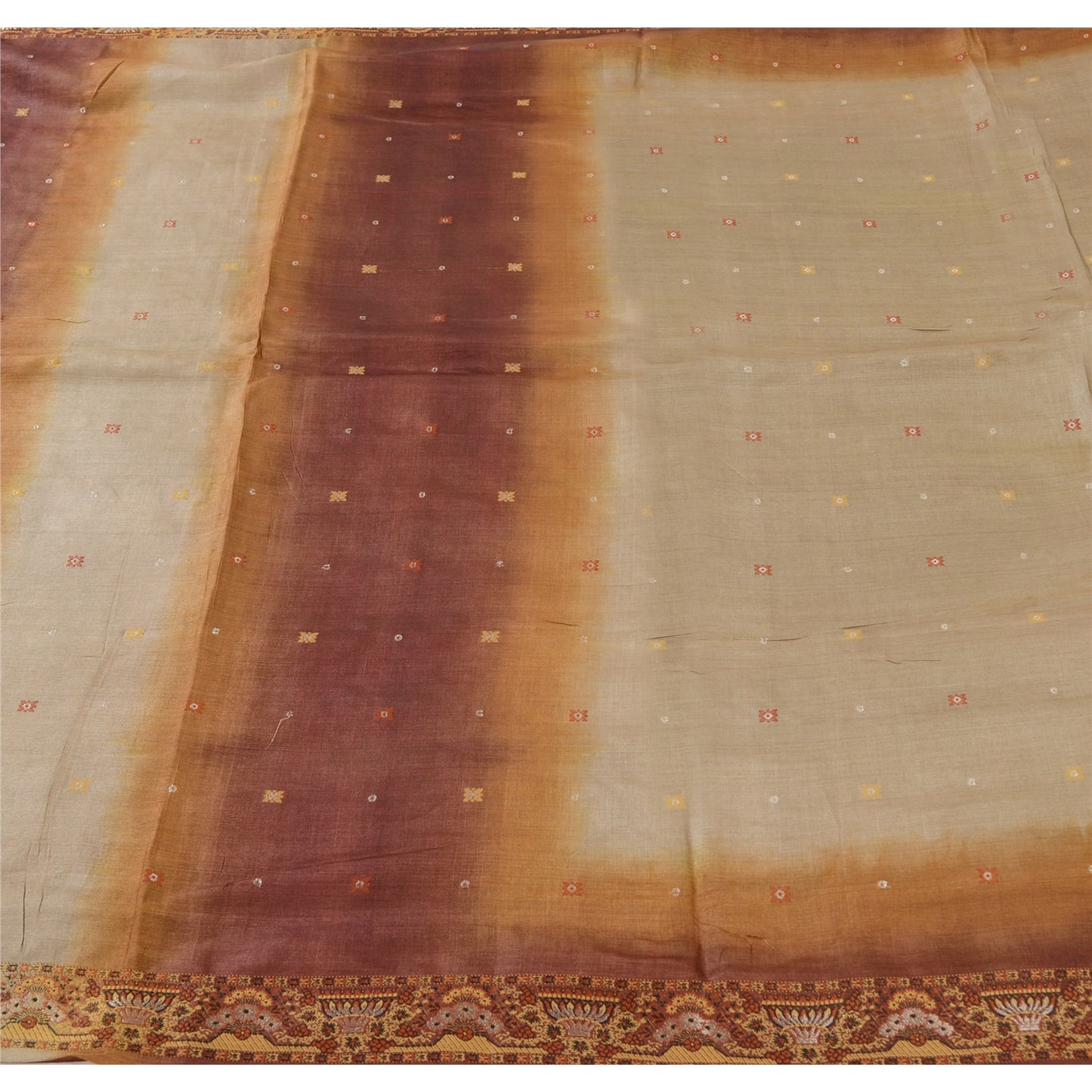 Sanskriti Vintage Indian Sarees Ombre Pure Silk Woven premium Sari Craft Fabric