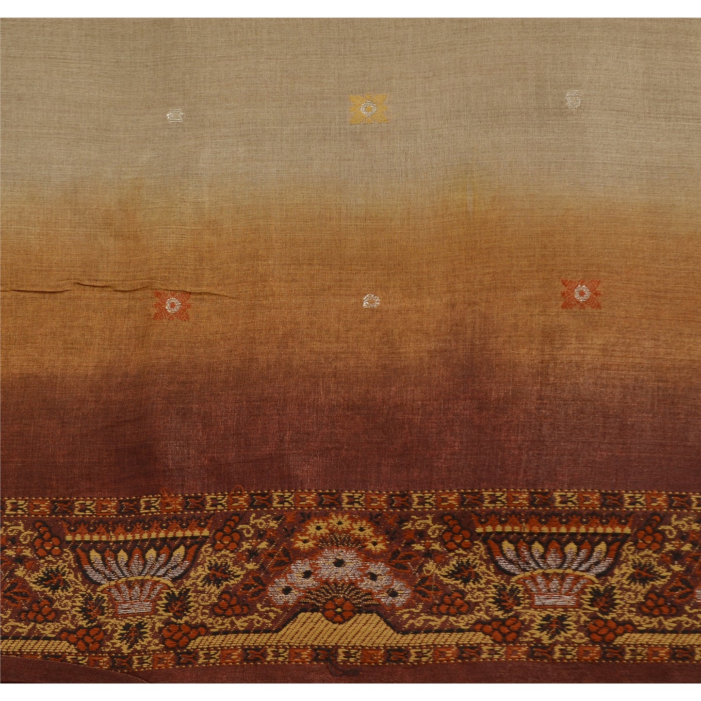 Sanskriti Vintage Indian Sarees Ombre Pure Silk Woven premium Sari Craft Fabric