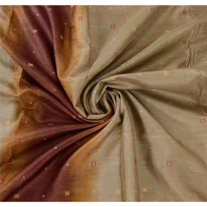 Sanskriti Vintage Indian Sarees Ombre Pure Silk Woven premium Sari Craft Fabric