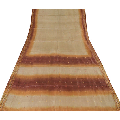 Sanskriti Vintage Indian Sarees Ombre Pure Silk Woven premium Sari Craft Fabric