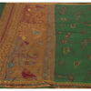 Vintage Green Sarees Art Silk Hand Beaded Craft Fabric Premium Sari