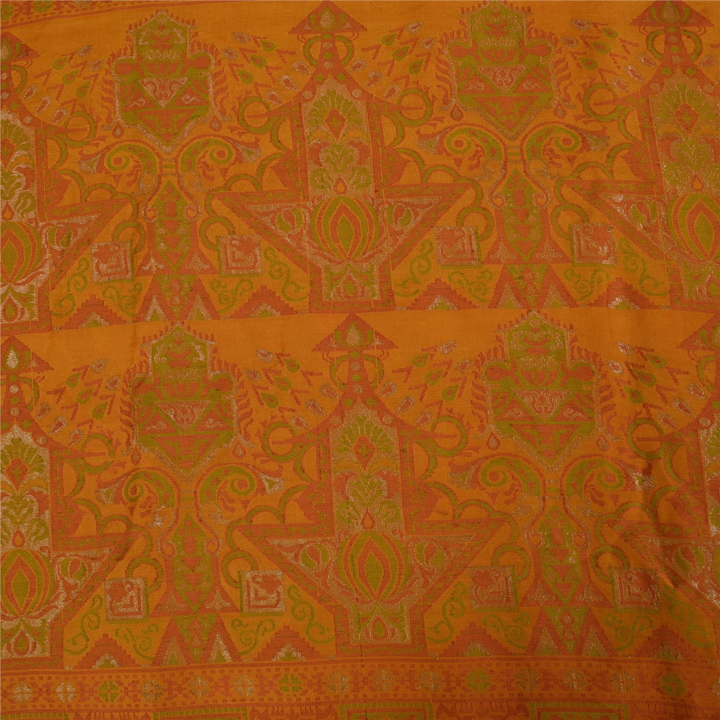 Sanskriti Vintage Indian Mustard Sarees Pure Silk Woven Premium Sari 5yd Fabric