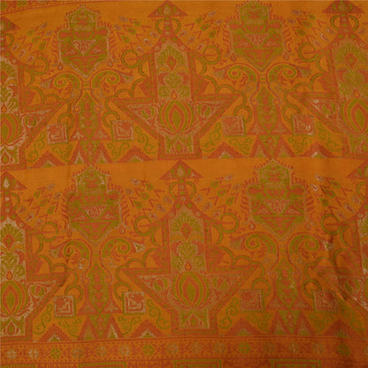 Sanskriti Vintage Indian Mustard Sarees Pure Silk Woven Premium Sari 5yd Fabric