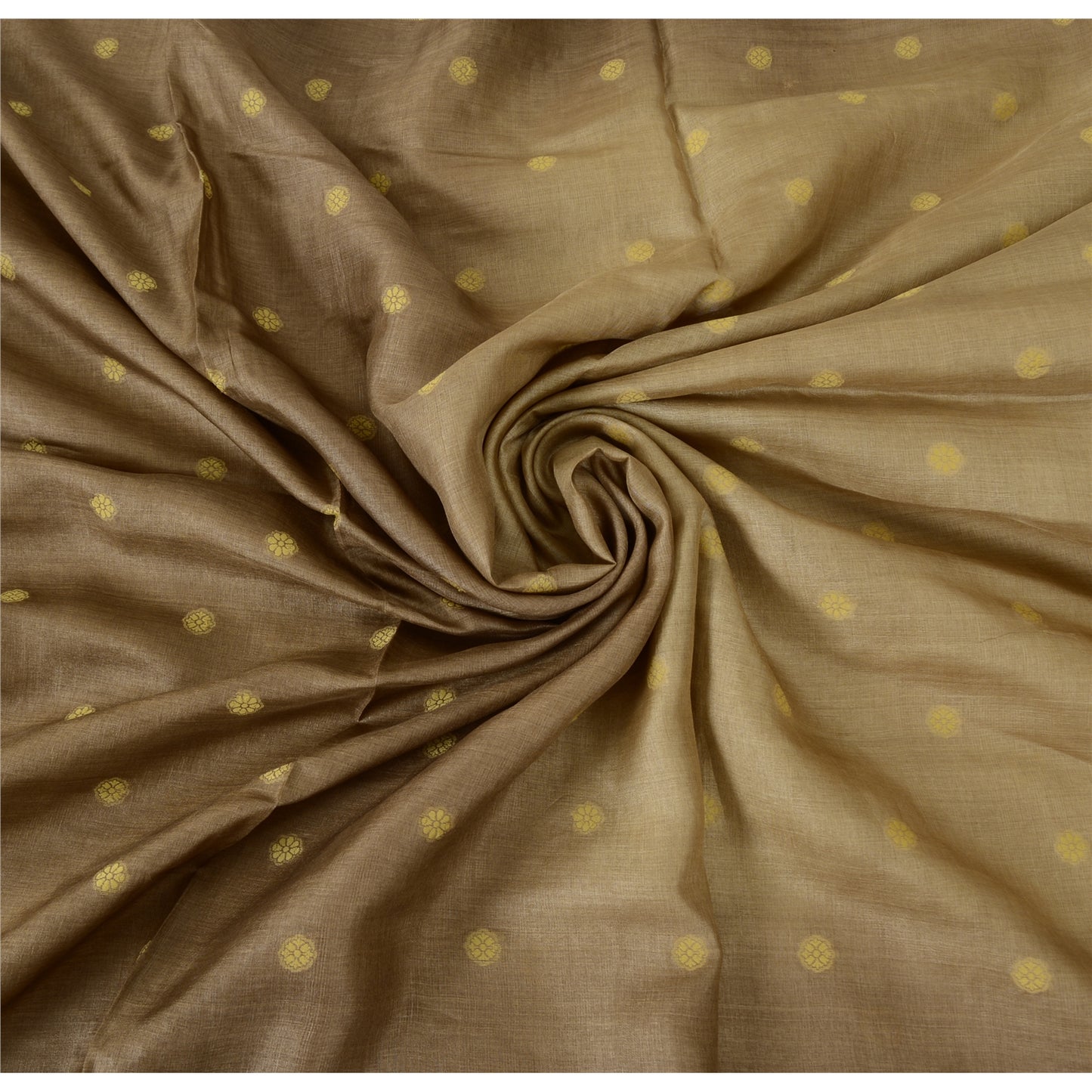 Sanskriti Vintage Brown Sarees Pure Silk Hand Woven Ethnic Sari 5yd Craft Fabric