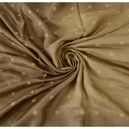 Sanskriti Vintage Brown Sarees Pure Silk Hand Woven Ethnic Sari 5yd Craft Fabric