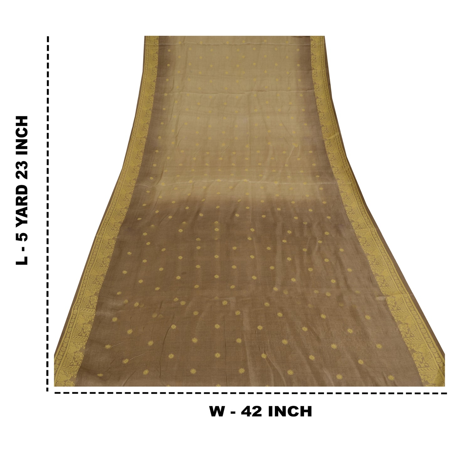 Sanskriti Vintage Brown Sarees Pure Silk Hand Woven Ethnic Sari 5yd Craft Fabric