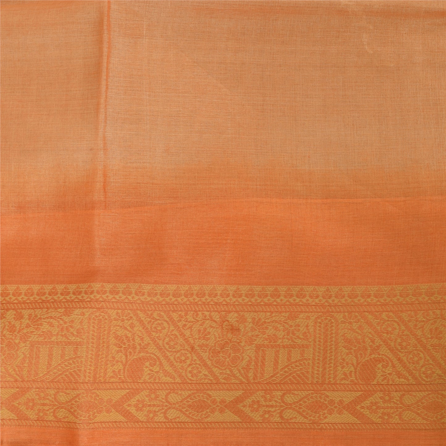 Sanskriti Vintage Orange/Peach Sarees Pure Silk Woven Cultural Sari Craft Fabric