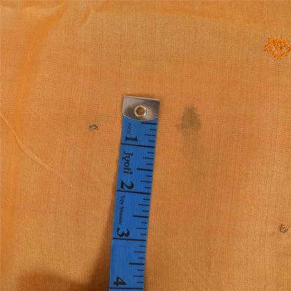 Sanskriti Vintage Orange Saree Pure Silk Zari Hand Beaded Craft Fabric 5 YD Sari