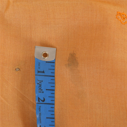 Sanskriti Vintage Orange Saree Pure Silk Zari Hand Beaded Craft Fabric 5 YD Sari