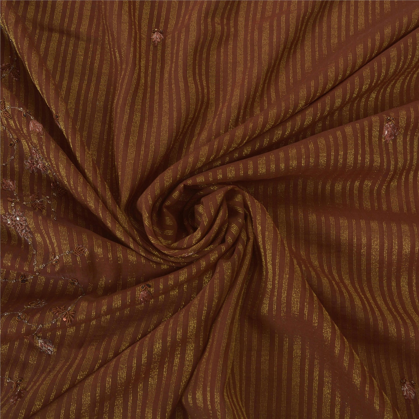 Sanskriti Vintage Brown Sarees Blend Georgette Hand Beaded Craft Fabric Sari