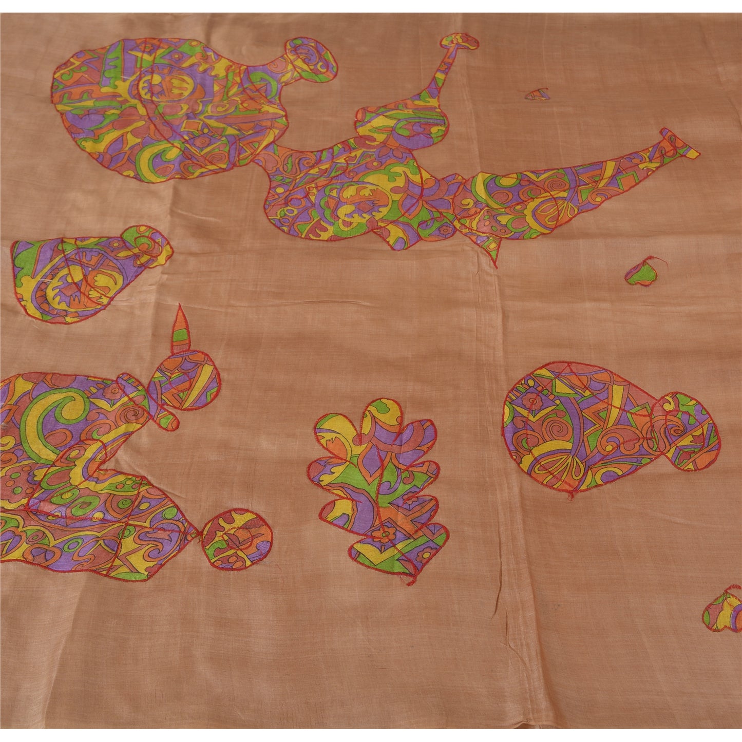 Sanskriiti Vintage Brown Sarees Pure Silk Embroidered Craft Fabric Premium Sari