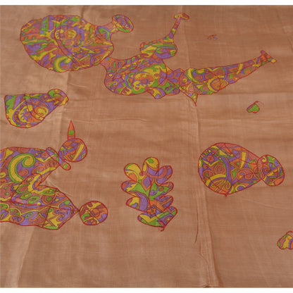Sanskriiti Vintage Brown Sarees Pure Silk Embroidered Craft Fabric Premium Sari