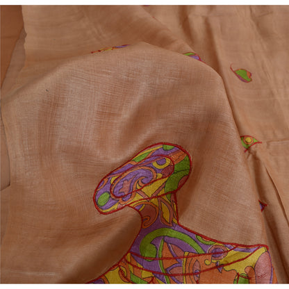 Sanskriiti Vintage Brown Sarees Pure Silk Embroidered Craft Fabric Premium Sari