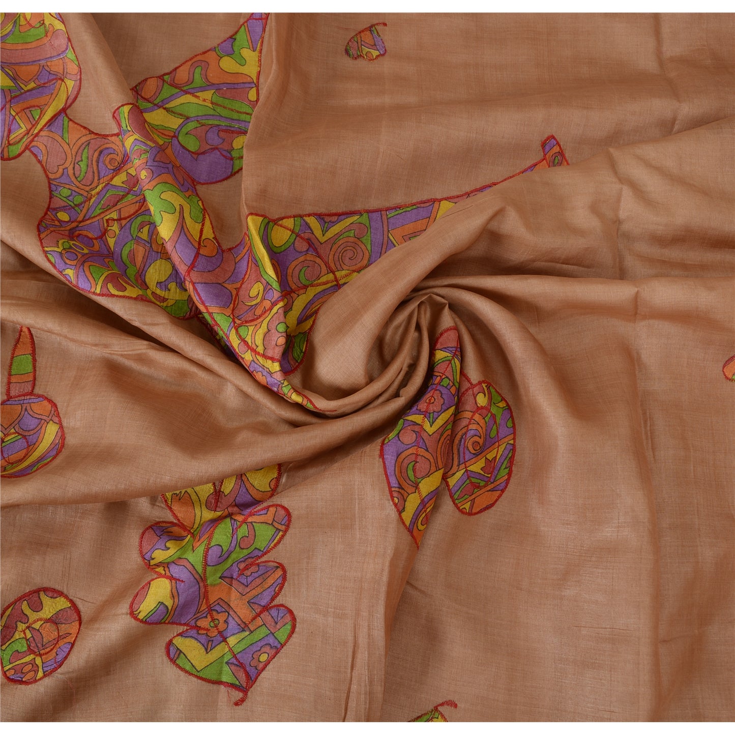 Sanskriiti Vintage Brown Sarees Pure Silk Embroidered Craft Fabric Premium Sari