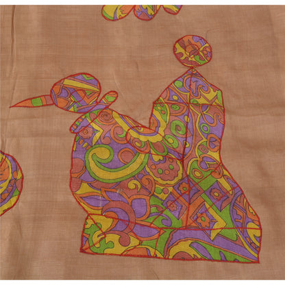 Sanskriiti Vintage Brown Sarees Pure Silk Embroidered Craft Fabric Premium Sari