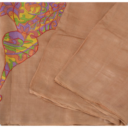 Sanskriiti Vintage Brown Sarees Pure Silk Embroidered Craft Fabric Premium Sari