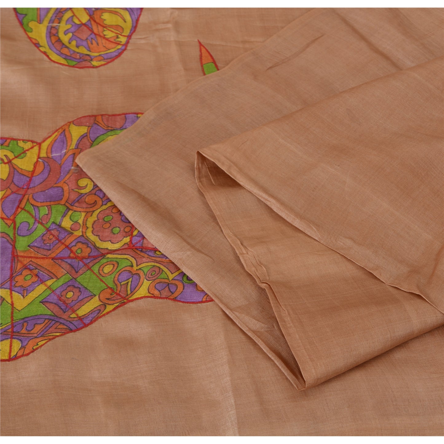 Sanskriiti Vintage Brown Sarees Pure Silk Embroidered Craft Fabric Premium Sari