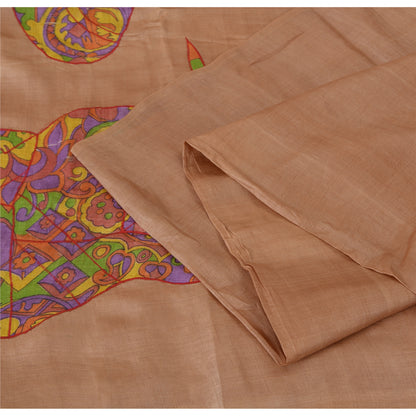 Sanskriiti Vintage Brown Sarees Pure Silk Embroidered Craft Fabric Premium Sari