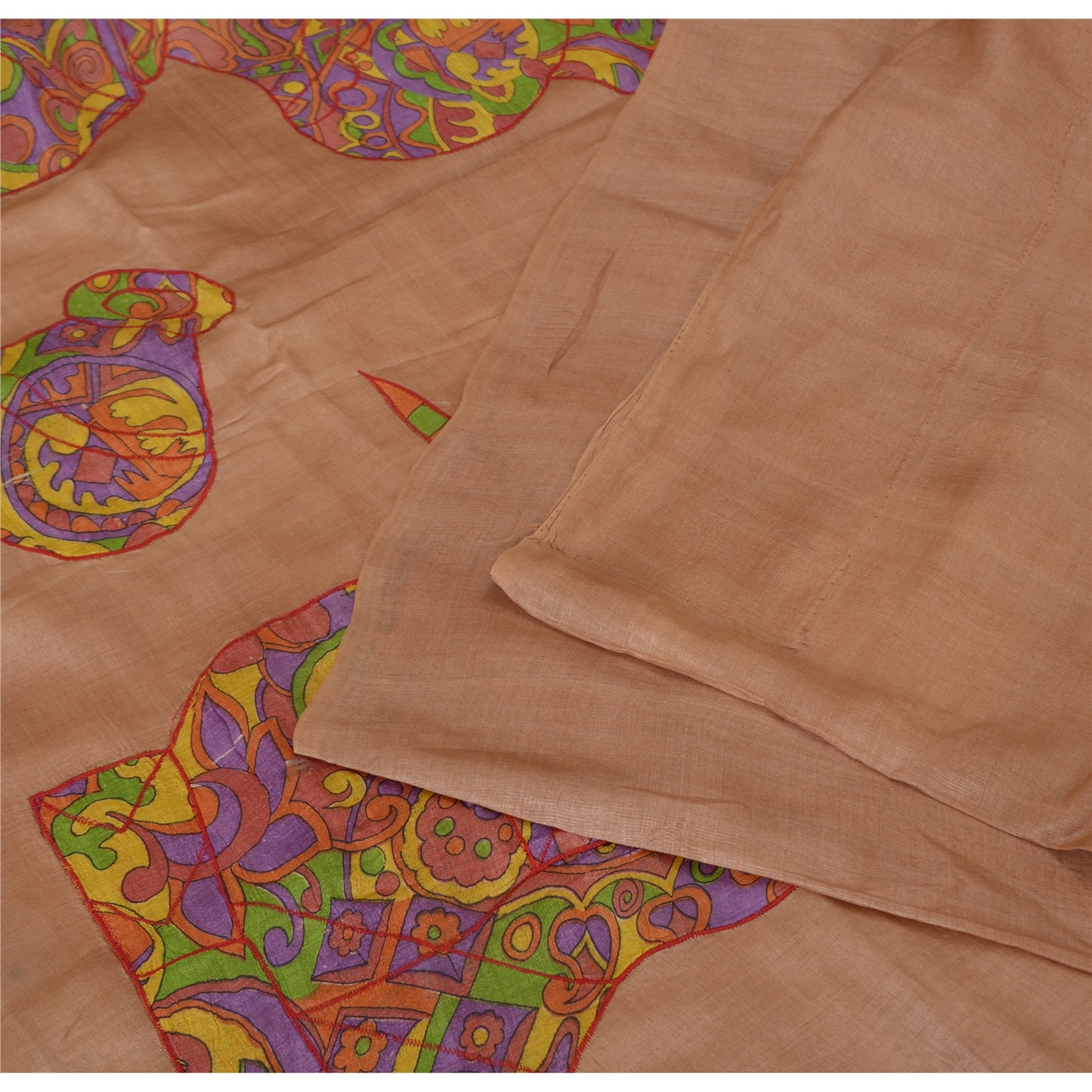 Sanskriiti Vintage Brown Sarees Pure Silk Embroidered Craft Fabric Premium Sari