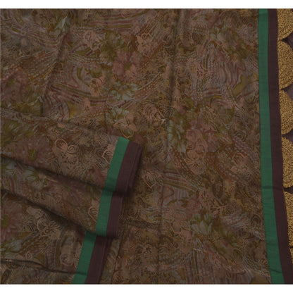 Sanskriti Vintage Indian Sari Purple Blend Georgette Printed Sarees Craft Fabric