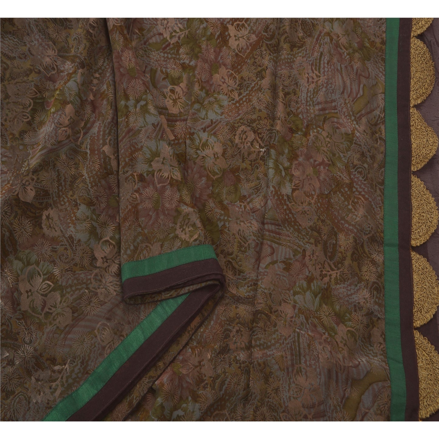 Sanskriti Vintage Indian Sari Purple Blend Georgette Printed Sarees Craft Fabric