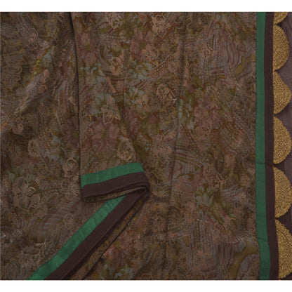 Sanskriti Vintage Indian Sari Purple Blend Georgette Printed Sarees Craft Fabric
